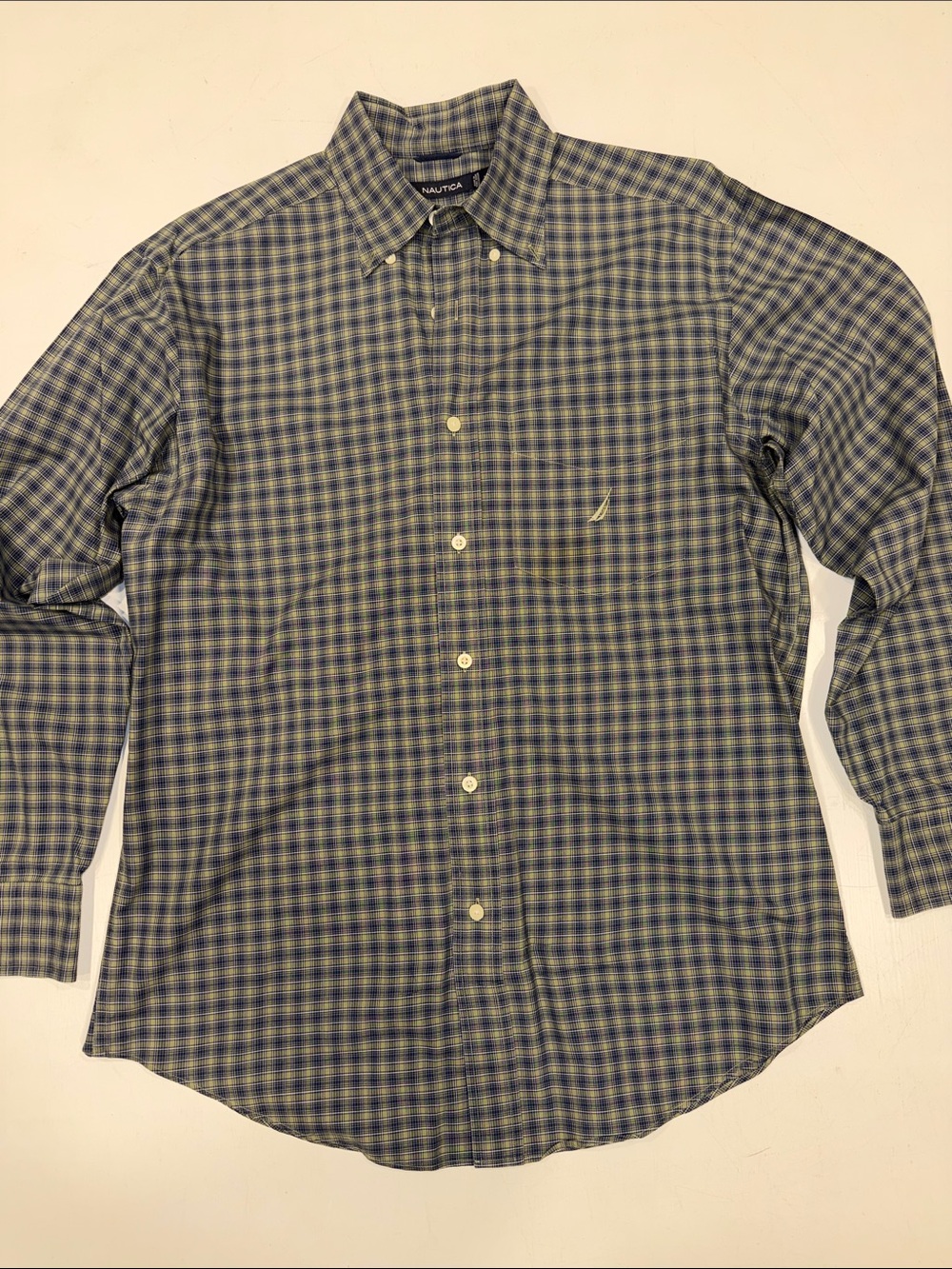 Nautica Blue & Green Plaid Long-Sleeve Button-Down Shirt